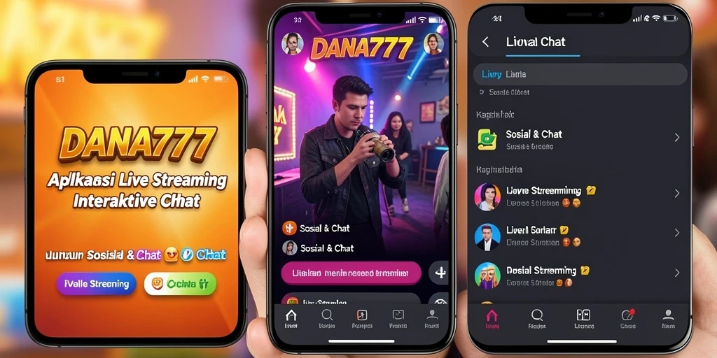 Tampilan antarmuka aplikasi DANA777 dengan fungsi Live Streaming yang menarik.