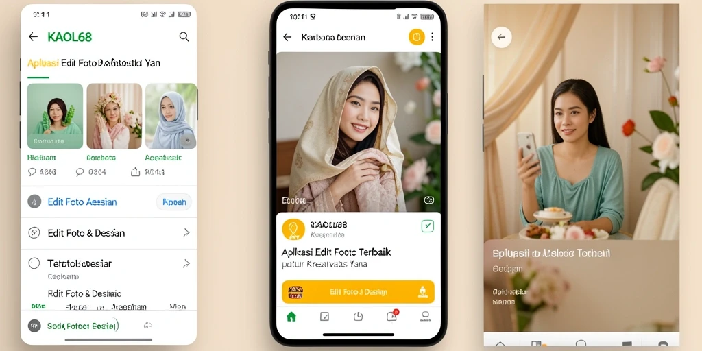 Tampilan antarmuka KAOL68 yang memukau untuk editing foto aesthetic.
