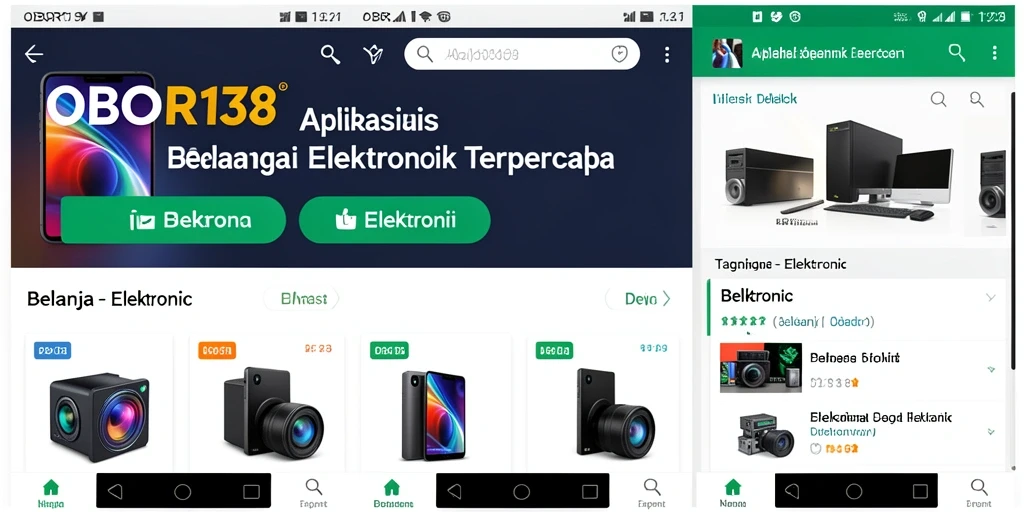 Antarmuka aplikasi OBOR138 menampilkan produk elektronik dengan jelas.