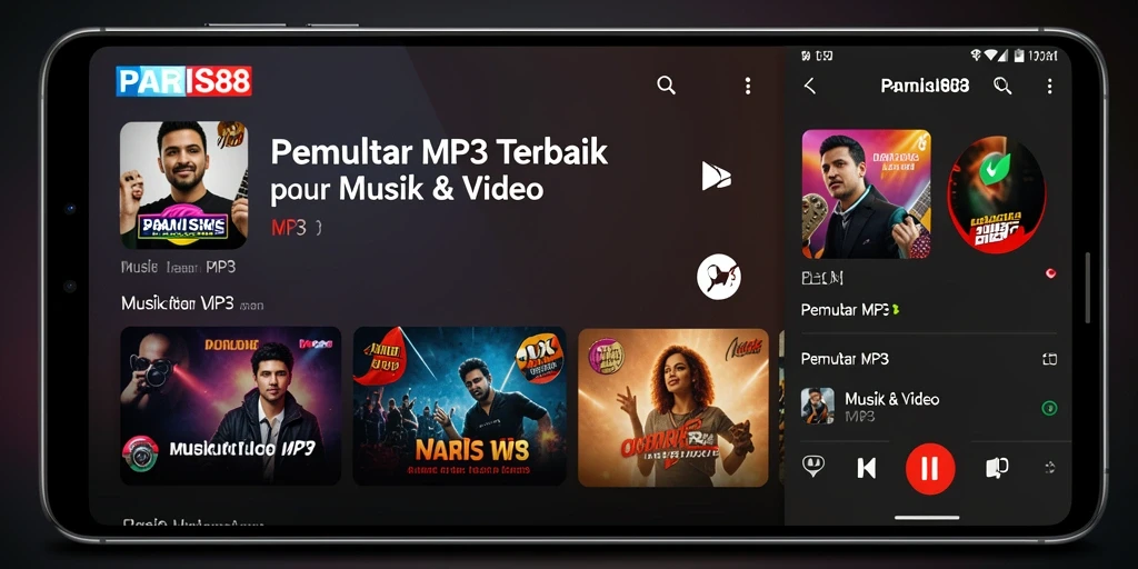 Tampilan antarmuka utama PARIS88 dengan fungsi Pemutar MP3.